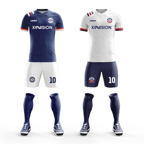 Summer customized football uniform suit mens team game uniform sports training uniform printed short-sleeved football jersey for children