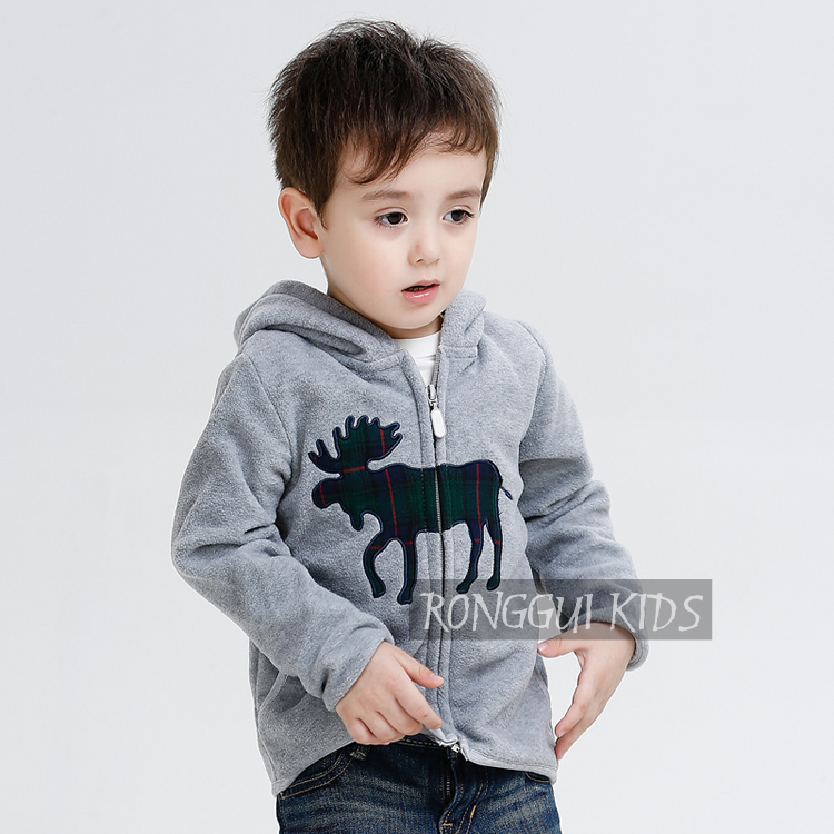 Áo khoác trẻ em mùa thu 2018 new boy áo khoác lông cừu trùm đầu áo dây kéo cho bé mùa thu và áo nỉ mùa đông áo phao bé gái
