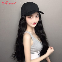 Wig womens baseball cap one summer fashion long hair instant noodle roll hat trend long curly hair net red full headgear