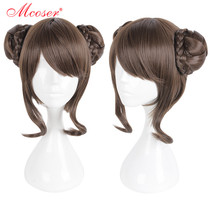 Mcoser King Xiaoqiao COS Valentines Day pure white flower wedding double bag cosplay wig