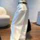 2025 ສີຂາວ Spring and Autumn Pants Women's Loose New Scimitar High Waist Pants Belt Casual Pants