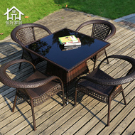 Bàn ngoài trời và ghế rèn sắt mây bàn cà phê kết hợp giải trí vườn ngoài trời ban công nhỏ bảng và ghế wicker ghế ba hoặc năm bộ