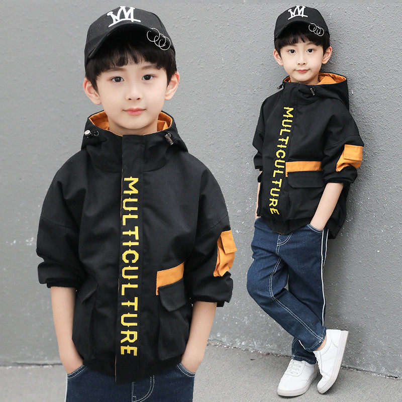 Children's boys' coats Spring and Autumn 2022 New Autumn Wear Middle-aged Boys Foreign Air Children's Clothing Autumn Storm Clothing Tide