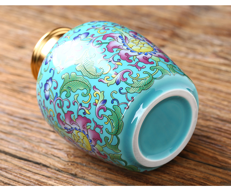 Caddy fixings ceramic crown, the double cover a single seal pot home is suing colored enamel POTS storage trumpet tea urn