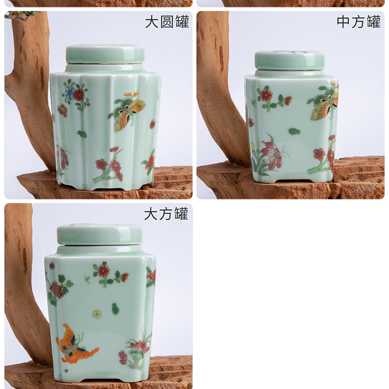 The Crown chang jingdezhen blue and white porcelain tea pot seal pot containing small mini portable ceramic round tea storage tanks