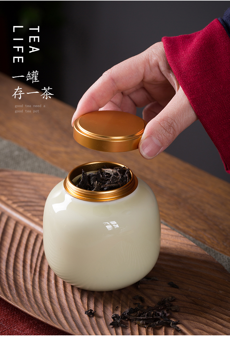 Chang ceramic crown small caddy fixings mini portable portable travel tea warehouse storage tank aluminum alloy seal tea caddy fixings