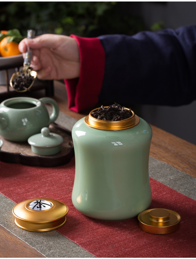 The Crown chang celadon ceramic seal pot tea caddy fixings storage POTS store receives large puer tea pot beauty POTS