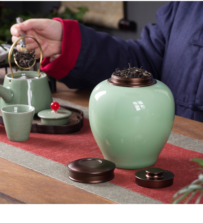 The Crown chang caddy fixings large creative fashion household ceramic POTS kung fu tea set seal pot store tea metal cover