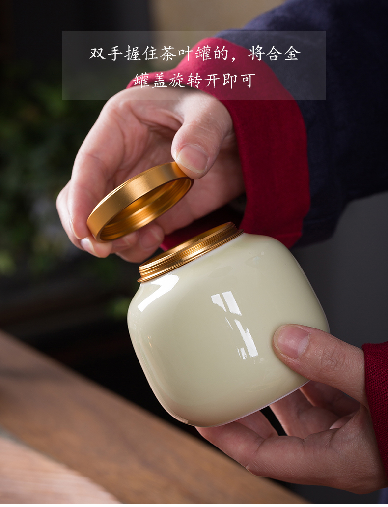 Chang ceramic crown small caddy fixings mini portable portable travel tea warehouse storage tank aluminum alloy seal tea caddy fixings