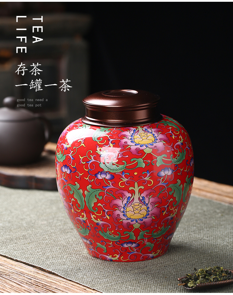 The Crown chang caddy fixings ceramic seal colored enamel craft white tea, green tea tea boxes moisture storage tank loose tea pot