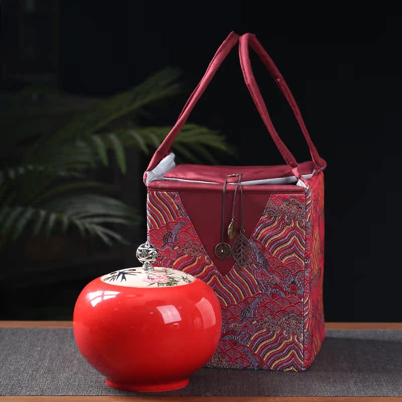 Back economic prosperous gift box the tea pot single pot pot box cloth embroidery gift box