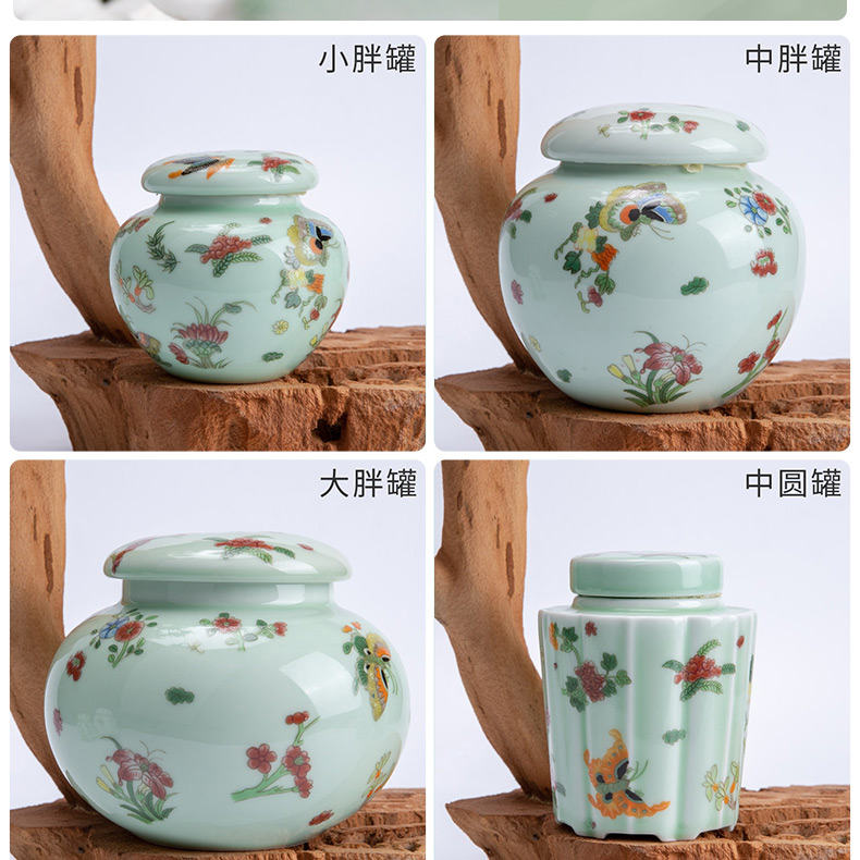 The Crown chang jingdezhen blue and white porcelain tea pot seal pot containing small mini portable ceramic round tea storage tanks