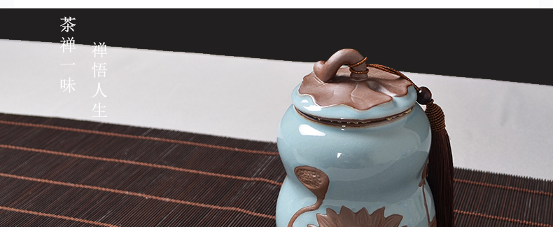 The Crown chang jingdezhen domestic ceramic seal caddy fixings receive tank storage jar tasseled embossed lotus