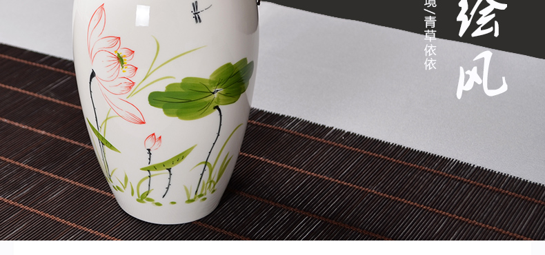 The Crown, jingdezhen ceramic powder enamel caddy fixings hand - made process large seal pot pot high moisture storage jar