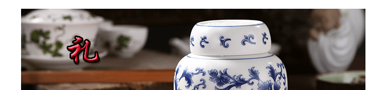 The Crown chang, jingdezhen ceramic medium caddy fixings, drum high - white porcelain POTS sealed as cans of blue and white porcelain storage tanks