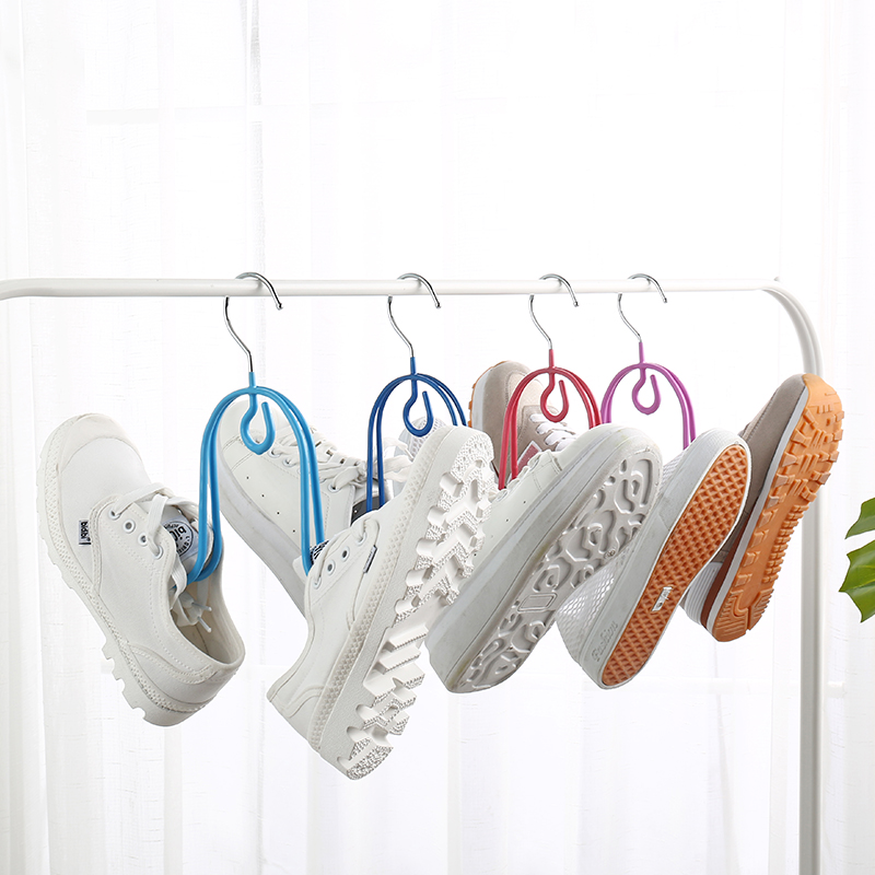 Windproof dipped plastic drying shoe rack household balcony shoe rack drying shoes hanging shoes multi-functional hanger drying shoe rack hook