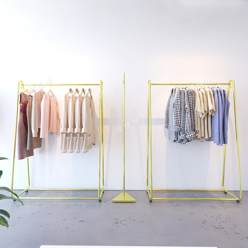Weaving clothing store hangers display stand gold display rack clothing rack floor-standing children's clothing store shelves