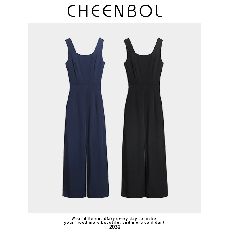 2032 Petite Chiffon Overalls for Women, Summer Suspender Jumpsuit, High-Waisted Wide-Leg One-Piece Suit, Stylish and Age-Reducing