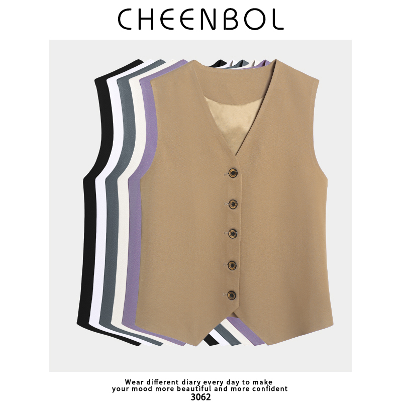 3062 Thin Suit Vest for Women, New Summer and Autumn Style, Simple Slim Fit Sleeveless Top, Fashionable and Elegant for Petite Figures