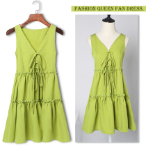 Small fragrant style dress Matcha green avocado green skirt Mori female hipster waist vintage Platycodon skirt summer