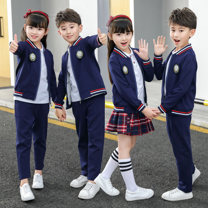 elementary and middle school students' school uniform spring and autumn British College style sportswear boys and girls teacher kindergarten clothing set