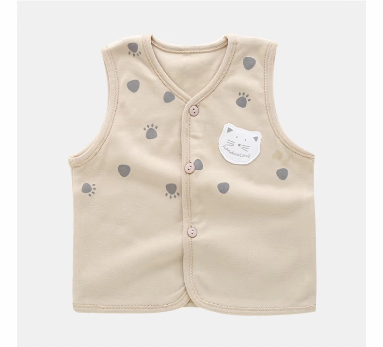 Áo vest bé gái cotton bé gái vest bé trai hai lớp mùa thu trẻ em mỏng vest mùa xuân và mùa thu vest ngoài mặc áo gile phao trẻ em