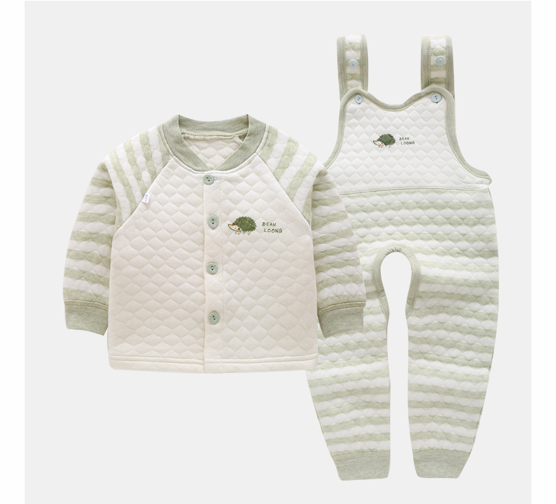 Thận đậu rồng bé ấm áp phù hợp với mùa thu và mùa đông cotton bé yếm đồ lót hai bộ quần áo cotton màu mùa thu quần áo trẻ em 10 tuổi