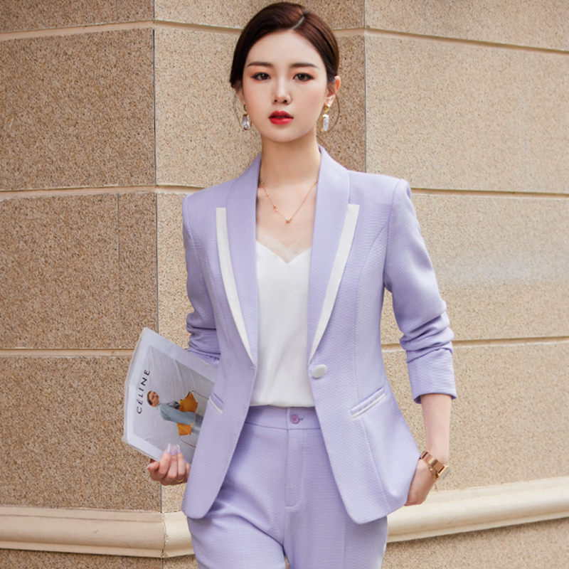 Purple Blazer Women's Business Suit Spring and Autumn New Style Elegant Design Casual Petite Suit Workwear