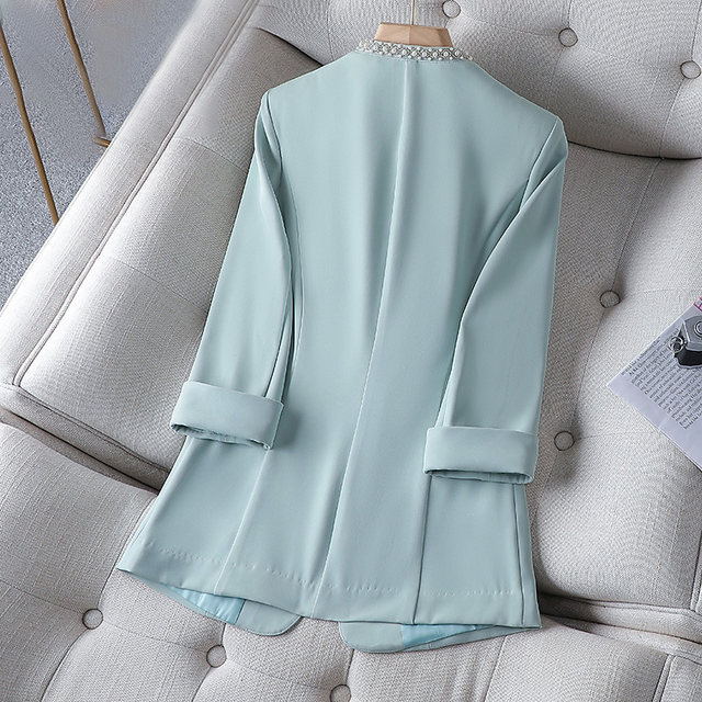 Blue small suit jacket women's thin summer fashion high-end goddess fan professional suit temperament casual top