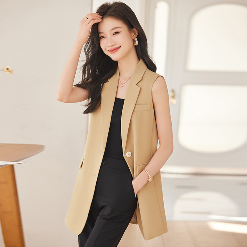 Mid-Length Vest for Women, Summer 2026 New Style, High-End Sleeveless Blazer, Professional Casual Waistcoat
