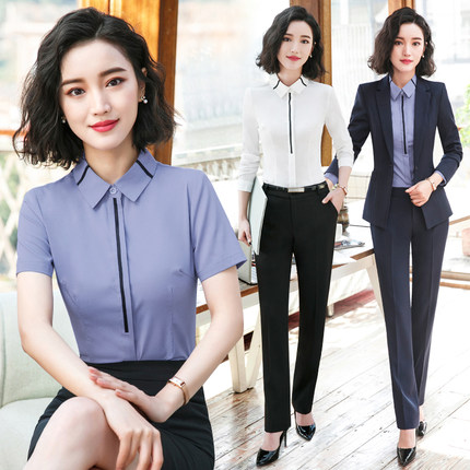 8新款春秋职业套装女夏天酒店前台教师工装白