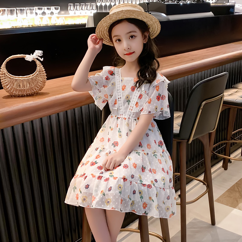 Girls Chiffon dress summer 2021 new Western style children's princess dress summer thin children's clothing skirt summer