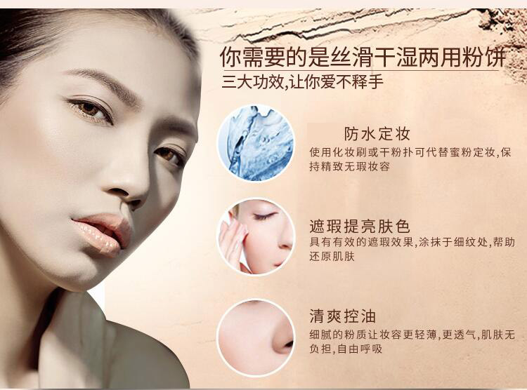 Chính hãng zfc bột ướt và khô che khuyết điểm bộ kiểm soát trang điểm dầu làm sáng nhẹ thoáng khí để gửi nước phun có thể - Bột nén phấn phủ eglips