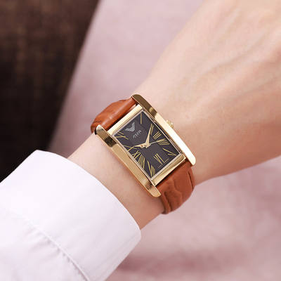 The genuine new Julisi rectangular watch for women, Korean version, fashionable student trend, water-resistant leather strap, retro women's watch