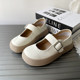 Thick-soled Mary Jane shoes for women 2025 spring new shallow mouth single shoes small leather shoes one-word buckle French big-toe doll shoes