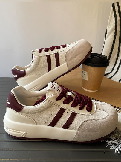 Cowhide comfortable soft sole non-tiring foot moral training shoes for women 2026 spring new breathable casual white shoes single shoes versatile