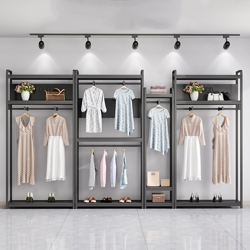 Clothing Shop Floor Style Show Shelf Clothes Rack Double Hung Hanger Children Clothing Shelves Men's And Women's Clothing Shop Display Racks 