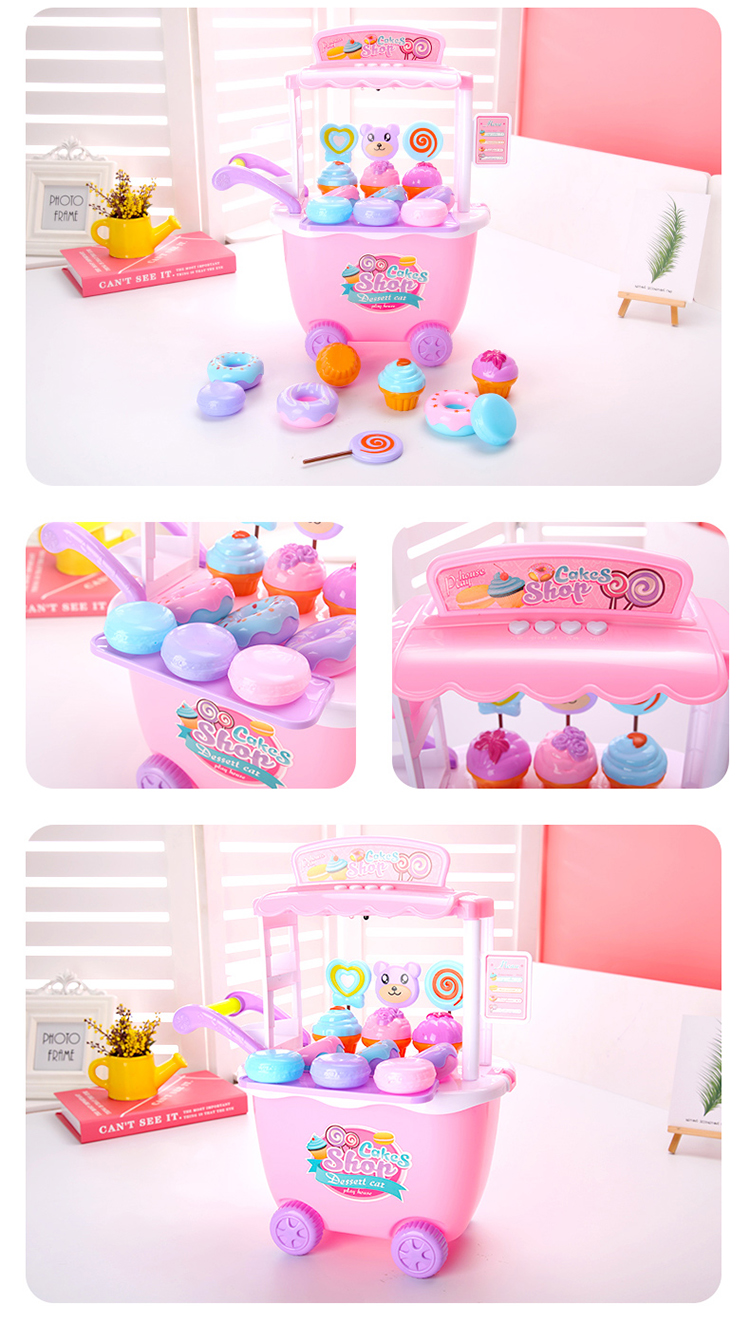 Trẻ em chơi nhà cô gái đồ chơi nhà bếp đặt bánh kem kẹo donut xe đẩy câu đố the gioi do choi cho be