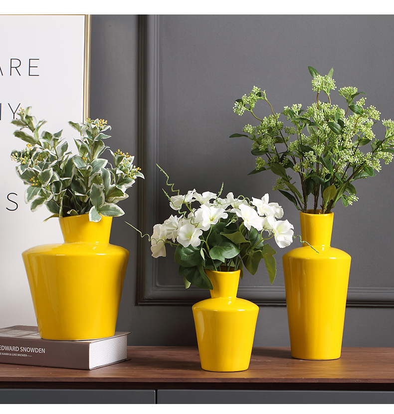 Micro act the role ofing industry flagship store yellow ceramic vase furnishing articles furnishing articles home decoration flower arrangement sitting room