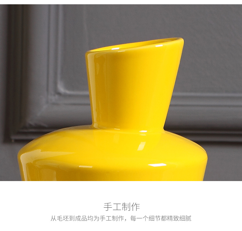 Micro act the role ofing industry flagship store yellow ceramic vase furnishing articles furnishing articles home decoration flower arrangement sitting room