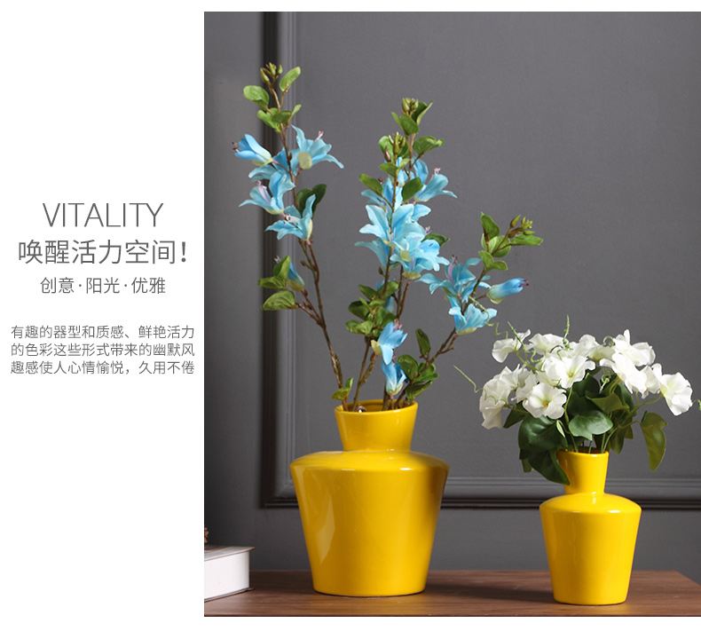 Micro act the role ofing industry flagship store yellow ceramic vase furnishing articles furnishing articles home decoration flower arrangement sitting room