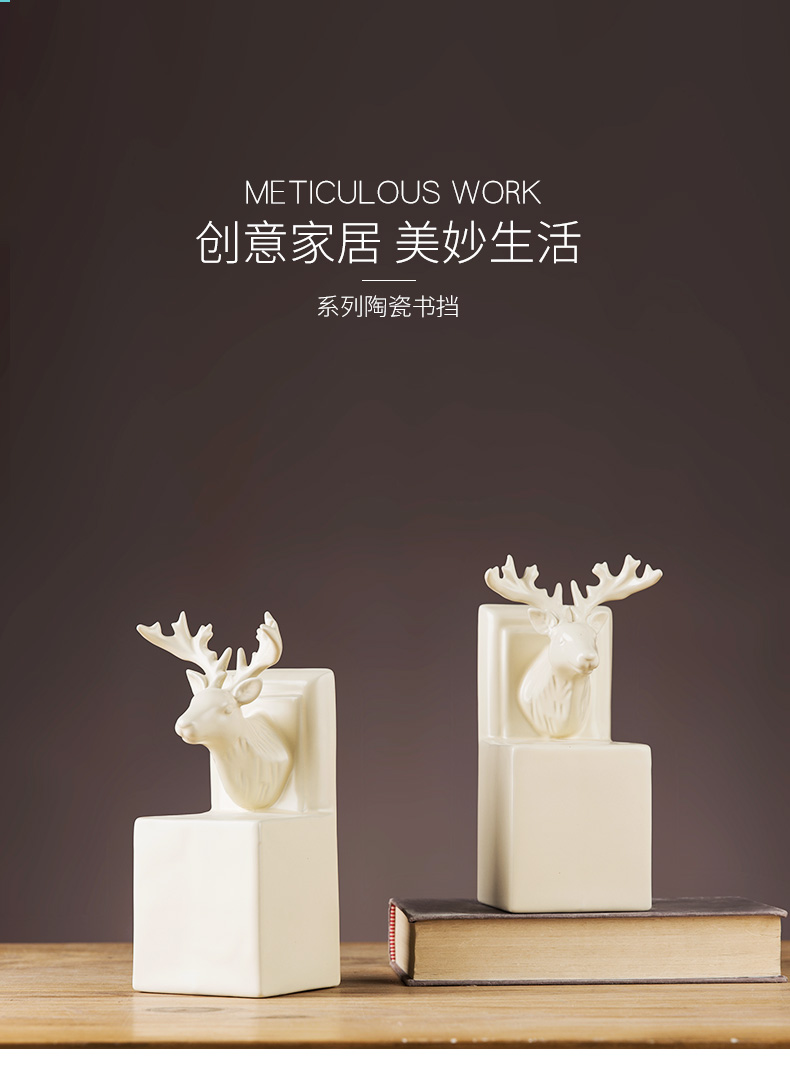 The Book block office furnishing articles on decorations creative contracted deer head ceramic furnishings study bookcase northern wind