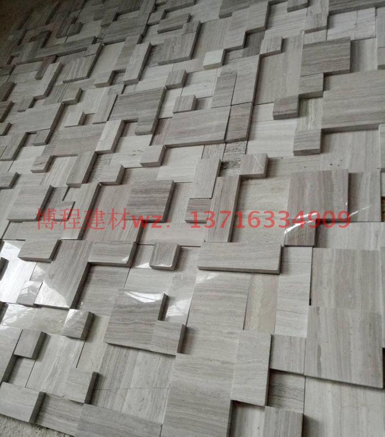 Natural stone mosaic tile Marble gray wood grain glossy 3d parquet living room TV background wall sticker entrance