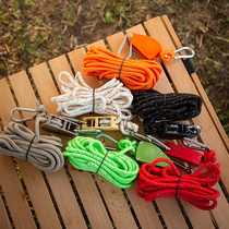 Camping metal pulley lifting rope lanyard tent windproof rope canopy adjustable pull rope buckle hook elasticity