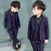 Boy West Clothing Set 2021 New 4 Korean 5 Tide Childrens Small Suit Dress Three Piece Set 6 Years British Style
