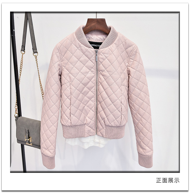 2018 phiên bản Hàn Quốc mới của Slim leather nữ ngắn phần dày áo khoác PU áo khoác xe máy nữ áo khoác cotton cotton áo da cừu nhập khẩu