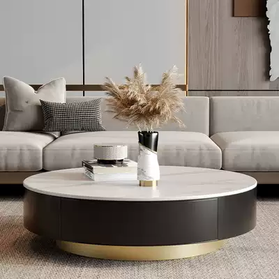 Italian Nordic light luxury Rock Board coffee table modern round senior designer small apartment large coffee table table living room household