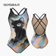 Gosbar swimsuit 2025 new women's racing professional sports training one-piece competitive swimming black cat elf mid fork