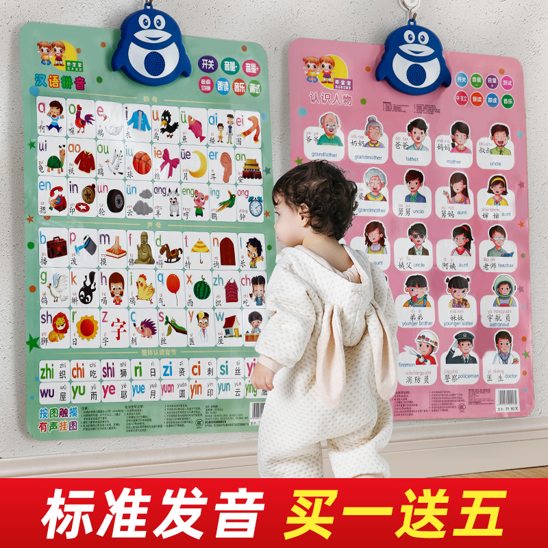 Baby children 1st grade Chinese pinyin spell parquet read training Talking wall chart Early teaching alphabet wall post study theorizer