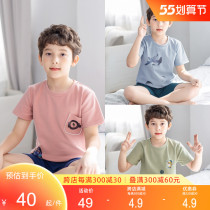 Childrens pyjamas boys Summer pure cotton slim short sleeves shorts Baby Summer air conditioning Home Air-conditioned Home Suits